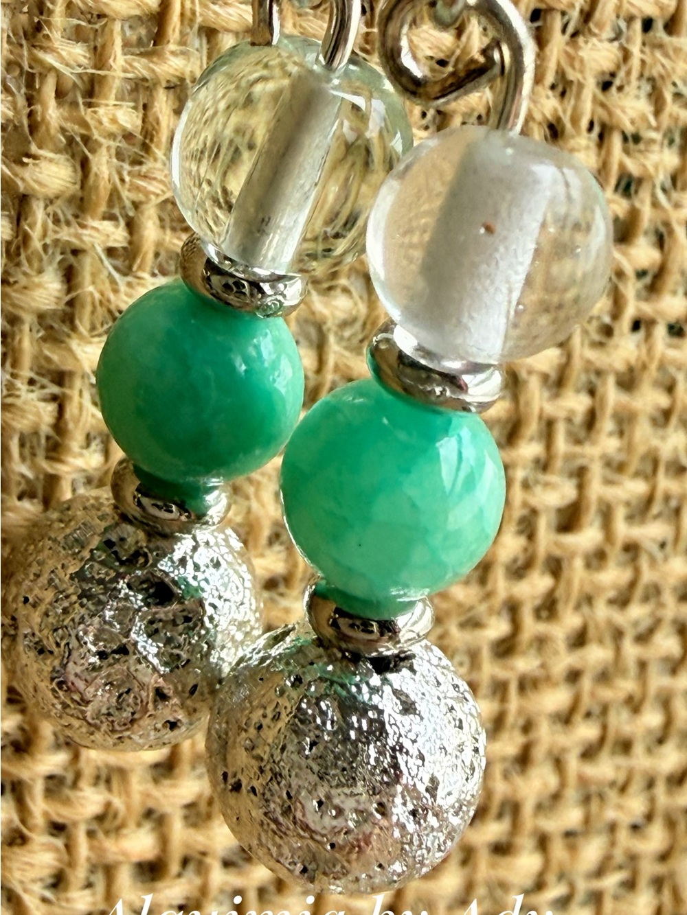 Alquimia Amazonite and Silver Textured Drop Earrings